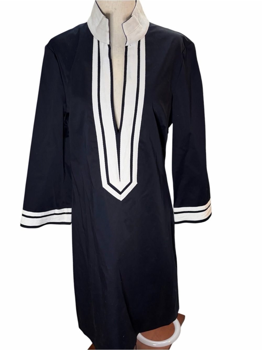Tory Burch Blue with White Trim V-Neck Tunic Dress NWT - Picture 3 of 7